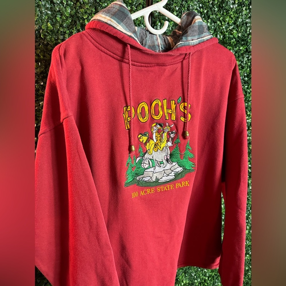 Vintage Pooh's 100 Acre State Park Embroidered Red Disney Hoodie - Picture 2 of 10